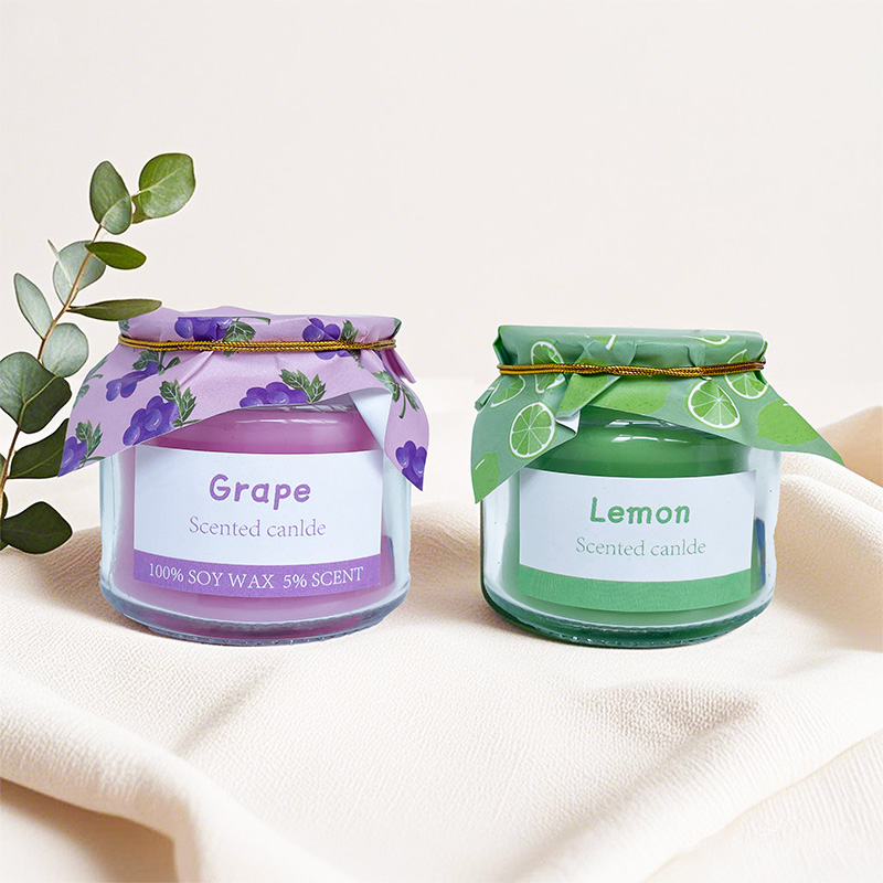 Duftkerze mit Fruchtduft im Glas – natürliches Sojawachs, individuelles Logo erhältlich