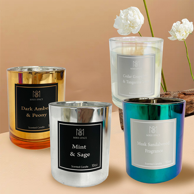 Galvanisierte Glasbecher-Duftkerze aus Sojawachs mit Baumwolldocht – Benutzerdefiniertes Logo