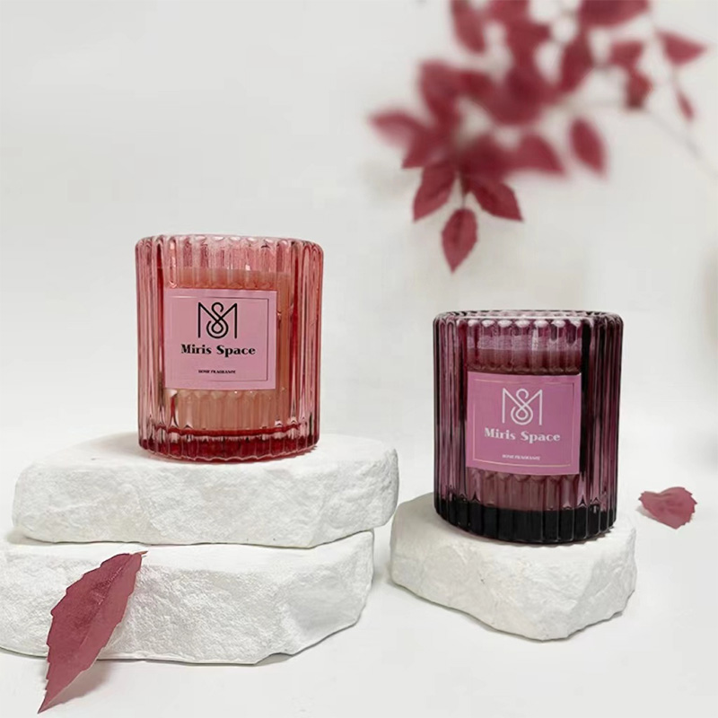 Rosa Vertikalstreifen Muttertag Duftkerze Festliche Atmosphäre Sojawachs Custom Logo