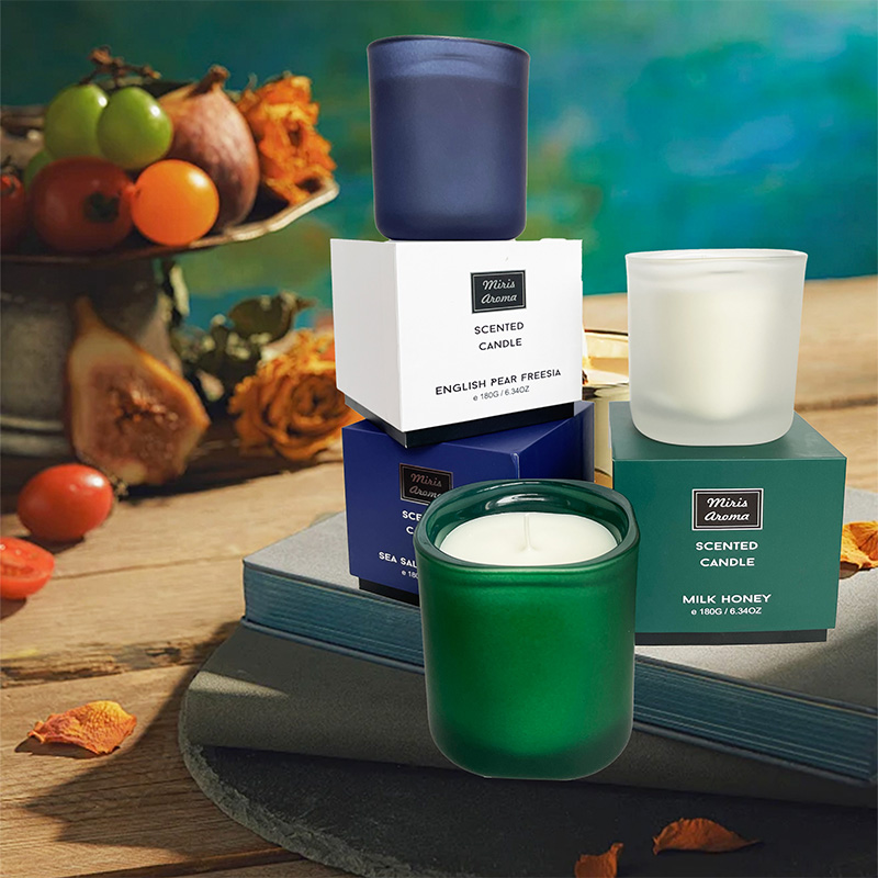 Strukturierte Geschenkbox, mattiertes Glas, Duftkerze, individuelles Logo, Baumwolldocht