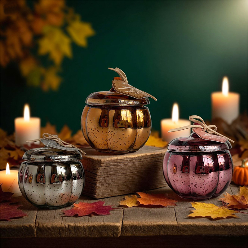 Herbsternte Kürbisförmige Duftkerze Reines natürliches Sojawachs Benutzerdefiniertes Logo