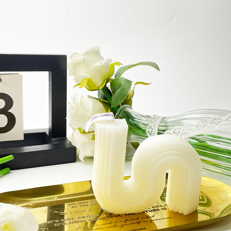 Retro Art Weiße geometrische Säule Duftkerze Sojawachs