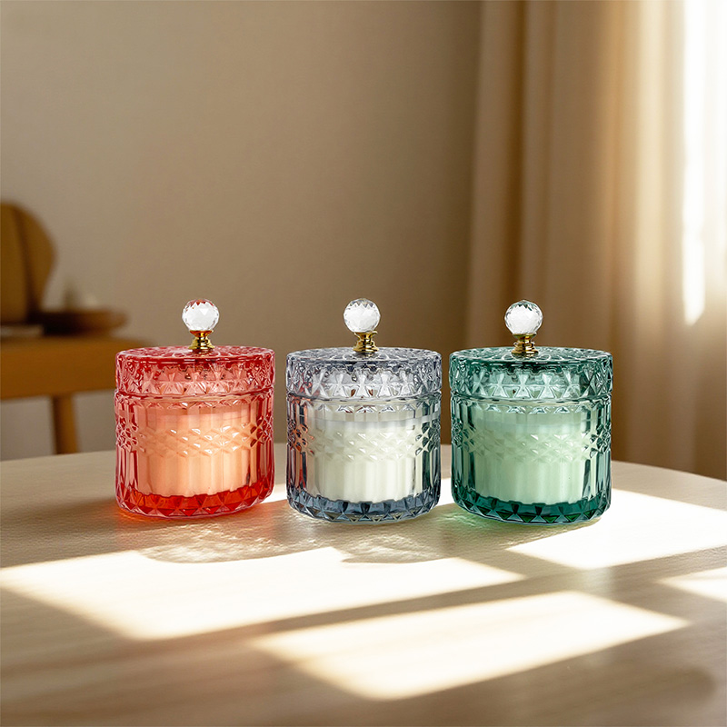 Luxuriöse Kristall-Duftkerze mit Deckel, lang anhaltender Duft, reines natürliches Sojawachs