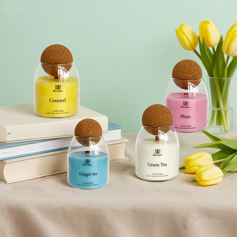 Frische, einfache, runde Duftkerze aus Kork, individuelles privates LOGO