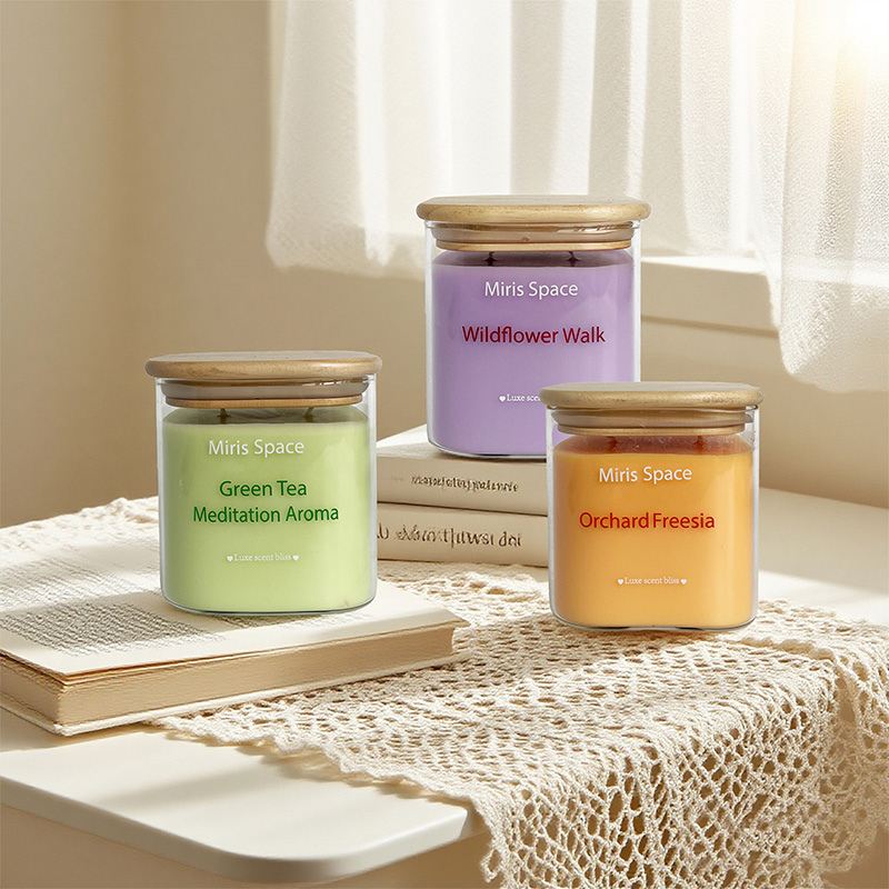 Warmes und natürlich gefärbtes Wachs mit Holzdeckel Duftkerze Anpassbares natürliches Sojawachs