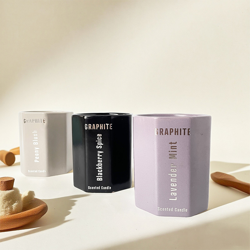 Polygonales Silberfoliendruckglas Duftkerze Custom Logo Sojawachs