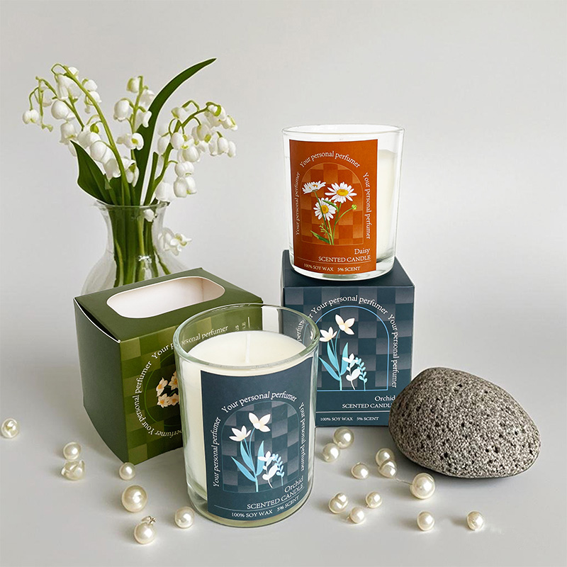 Frische Blumen Glas Tasse Sojawachs Duftkerze – Benutzerdefiniertes Logo verfügbar