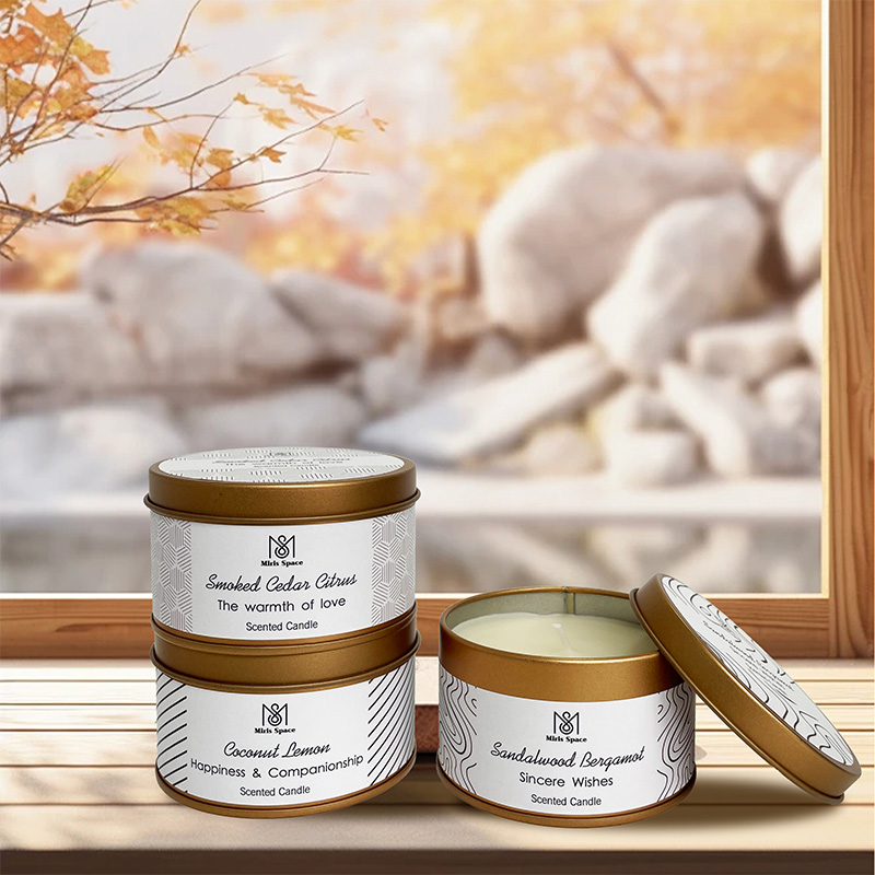 Geometric Line Gold Tin Duftkerze Natürliches Sojawachs