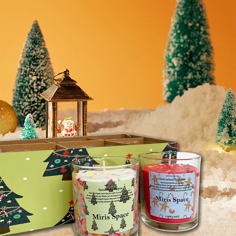 Weihnachtsbonbon Farbiges Wachs Duftkerzen-Set Benutzerdefiniertes Logo Natürliches Sojawachs