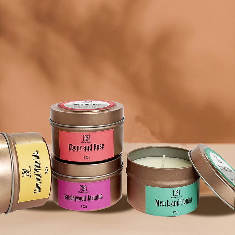 Bunte Etiketten-Duftkerze mit individuellem Logo aus Silber in Zinn